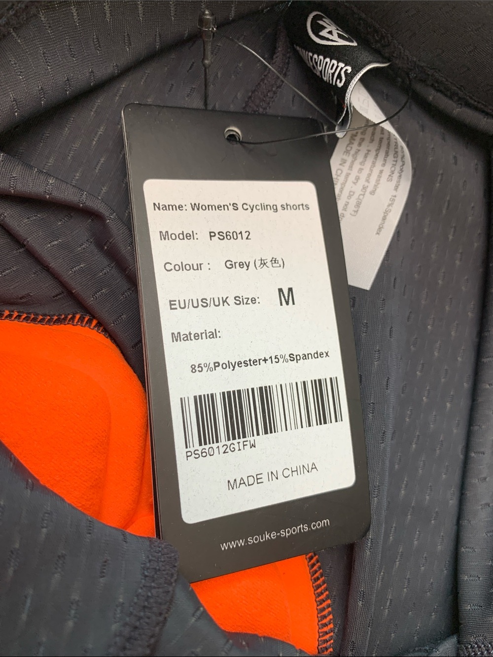 NWT Padded  Black Cycling Shorts with Bright Orange Lining - Picture 4 of 9